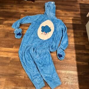 Care Bears Grumpy Bear Adult Costume Union Suit Blue Rain Cloud Size S Furry